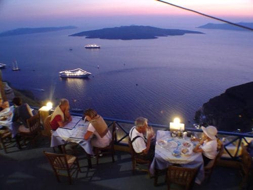 Gastronomía en Santorini